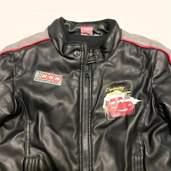 Disney Lightning McQueen Faux Leather Kids Boys Jacket Size Medium - Picture 2 of 16